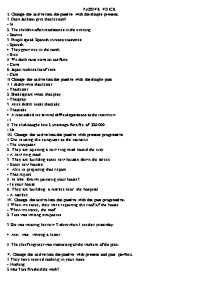 Bài tập Passive voice Lớp 7